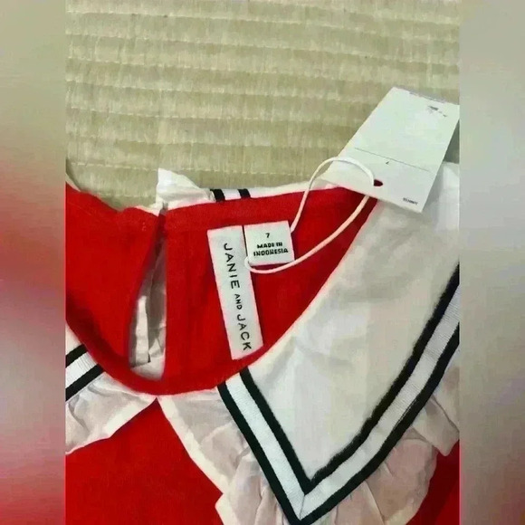 Janie and jack red blouse little girls size 7 - Picture 2 of 3